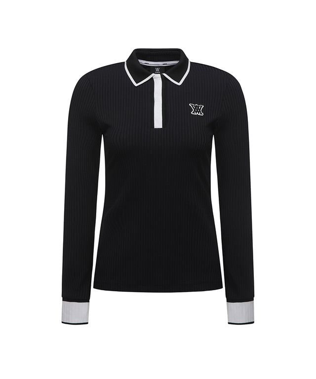 ANEW Golf Women's Collar Point Ribbed Long T-Shirt in various colors, showcasing its elegant collar and ribbed texture.